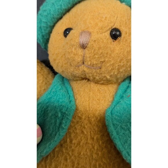 Vintage Commonwealth Teddy Bear With Green Hat & Vest 9" - Picture 3 of 7